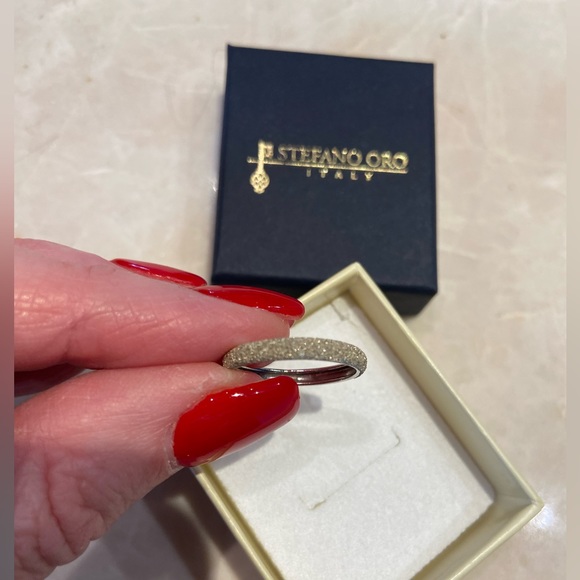 Stefano Oro 14k White Gold Diamond Dust Ring - Picture 3 of 7